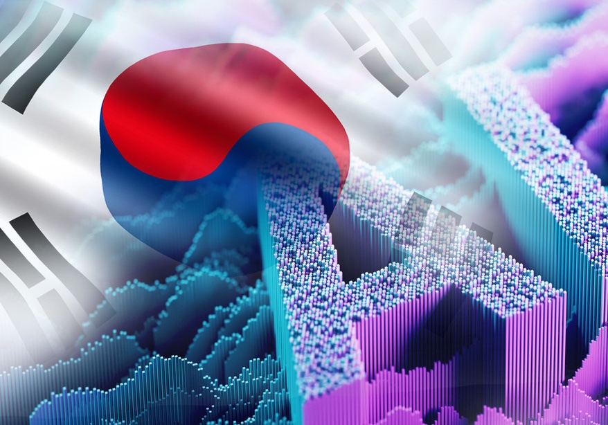데이터 지형 위의 태극기